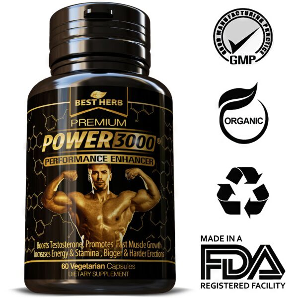 Power 3000 Performance Enhancer Best Herb Fast Muscle Growth Bodybuilding Weight Training Herbal Supplement